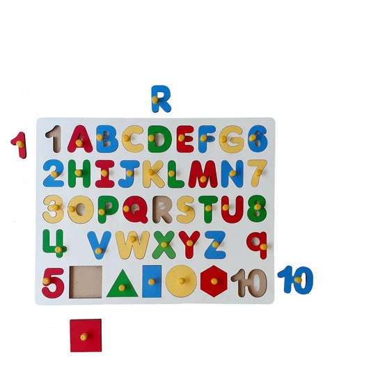 Alphabet Numbers and Shapes Educational Puzzle for Kids Early Learning