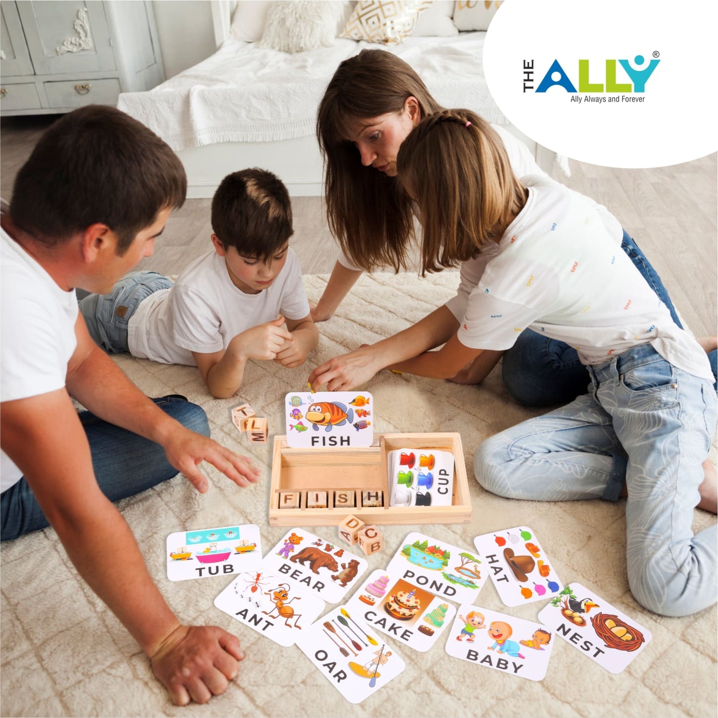 Wooden Spelling Game with Flash Cards for Early Learning