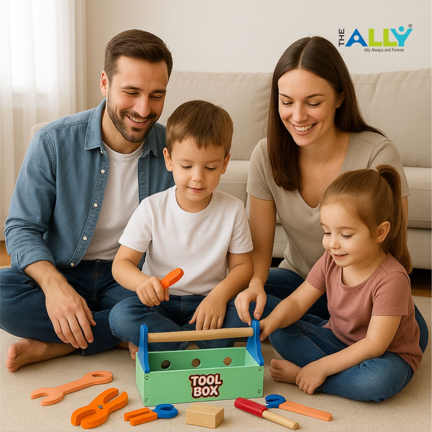 Wooden Tool Box Construction Kit Set Pretend Play Montessori Toy for Kids