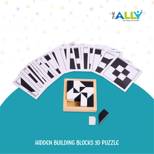 Wooden Hidden Building Blocks Puzzle Game with 40 Double Sided Cards