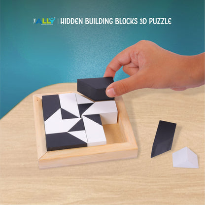 Wooden Hidden Building Blocks Puzzle Game with 40 Double Sided Cards