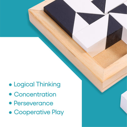 Wooden Hidden Building Blocks Puzzle Game with 40 Double Sided Cards