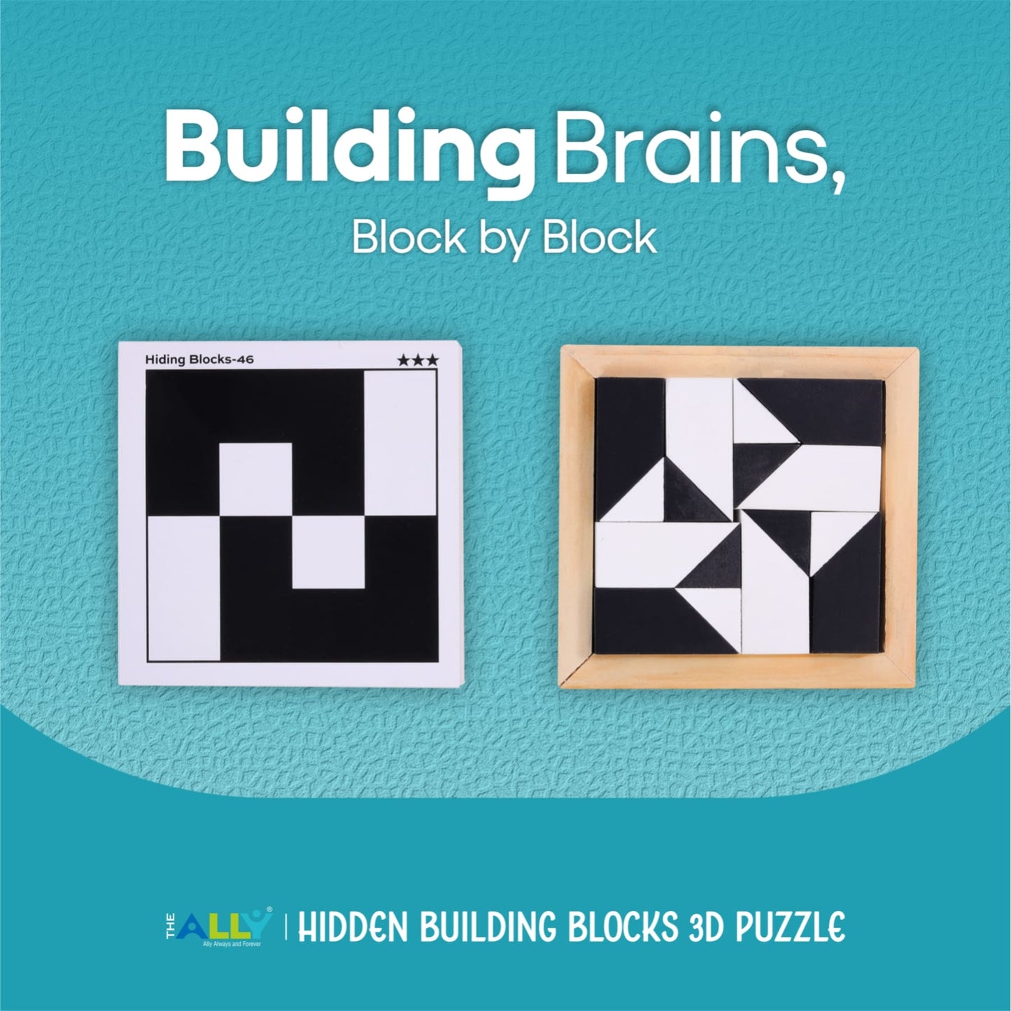 Wooden Hidden Building Blocks Puzzle Game with 40 Double Sided Cards