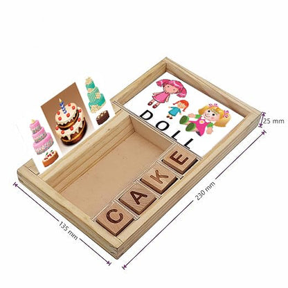 Wooden Spelling Game with Flash Cards for Early Learning