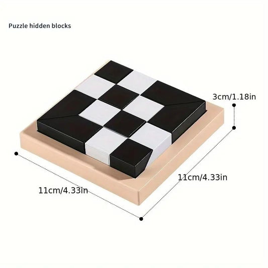 Wooden Hidden Building Blocks Puzzle Game with 40 Double Sided Cards