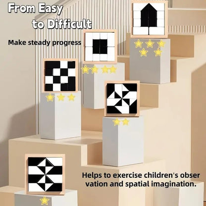 Wooden Hidden Building Blocks Puzzle Game with 40 Double Sided Cards