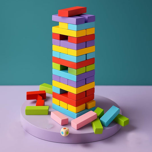 Wooden 54 Building Block, Party Game, Tumbling Tower Game for Kids and Adults