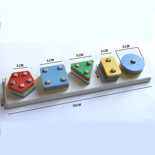 Wooden Color & Shape Sorter Blocks Set, Multicolour