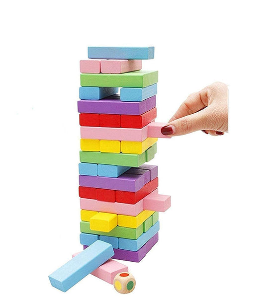 Wooden 54 Building Block, Party Game, Tumbling Tower Game for Kids and Adults