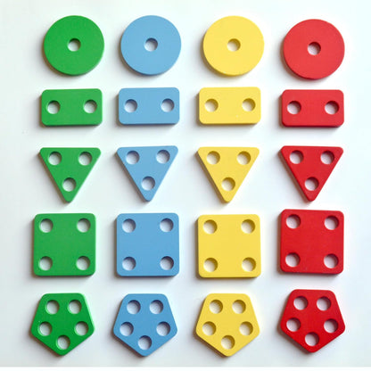 Wooden Color & Shape Sorter Blocks Set, Multicolour