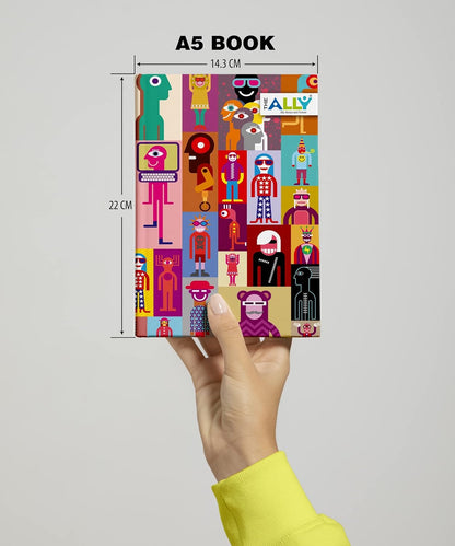 Diary Notebook A5 Size 80 GSM Ruled 200 Pages (Multicolour)