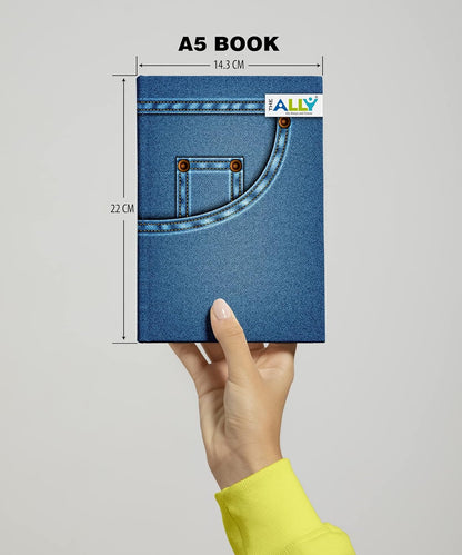 Diary Notebook A5 Size 80 GSM Ruled 200 Pages (Denim Blue)