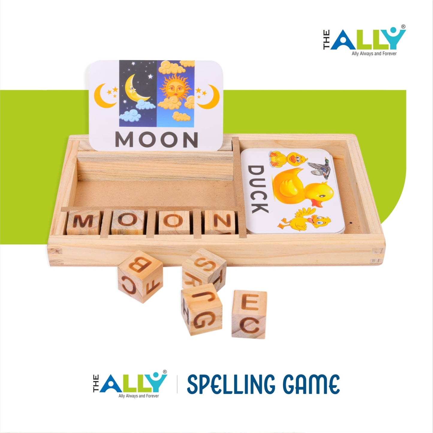 Wooden Spelling Game with Flash Cards for Early Learning