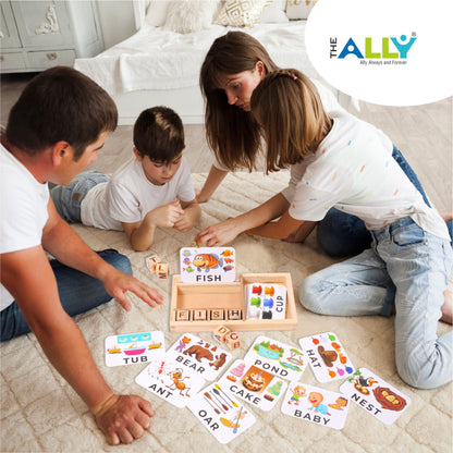 Wooden Spelling Game with Flash Cards for Early Learning