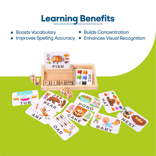 Wooden Spelling Game with Flash Cards for Early Learning