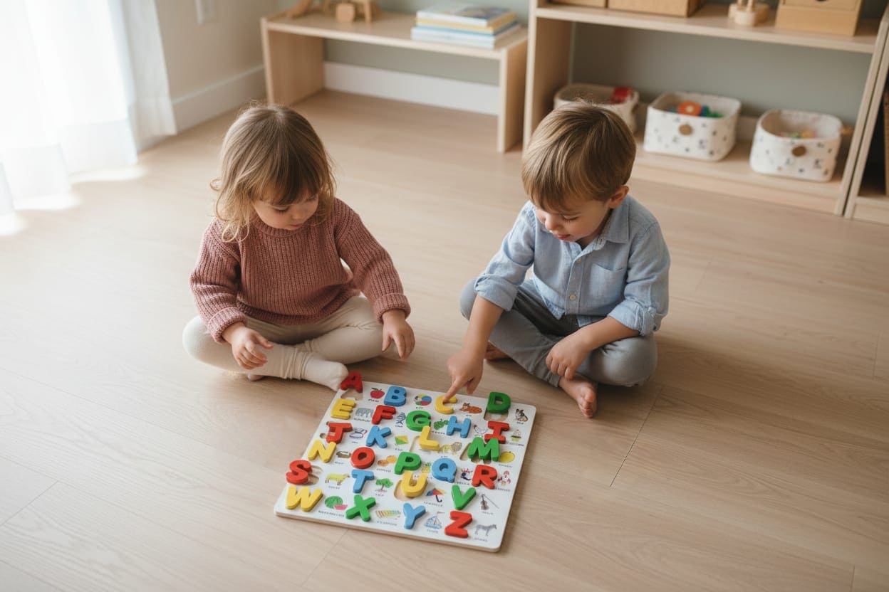 Wooden Alphabets with picture educational puzzle board for kids early learning