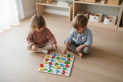 Wooden Alphabets with picture educational puzzle board for kids early learning