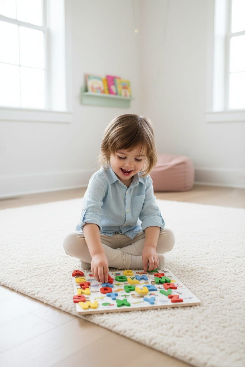 Wooden Alphabets with picture educational puzzle board for kids early learning
