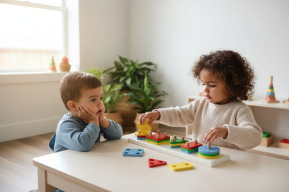 Wooden Color & Shape Sorter Blocks Set, Multicolour