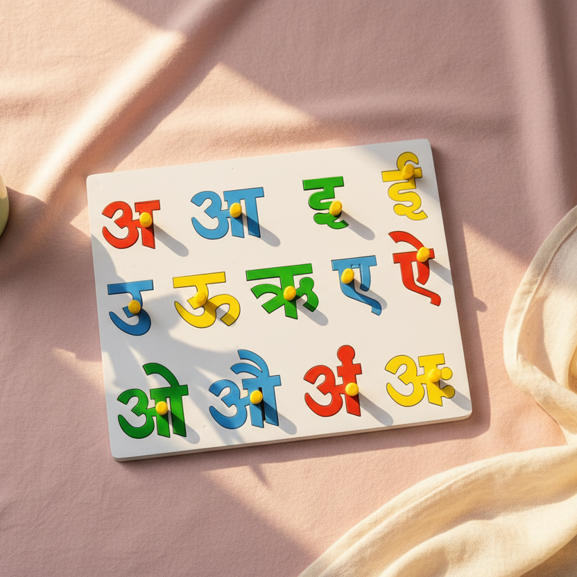 Hindi Swar puzzle flat lay
